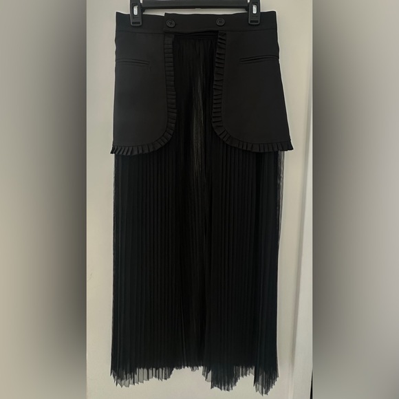 Black Double-Breasted Women's BLAZER Dress/sheer pleated midi Skirt size L NWT - Picture 6 of 16